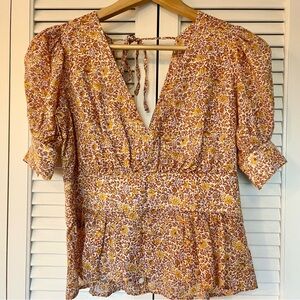 J. Crew Floral Peplum Blouse